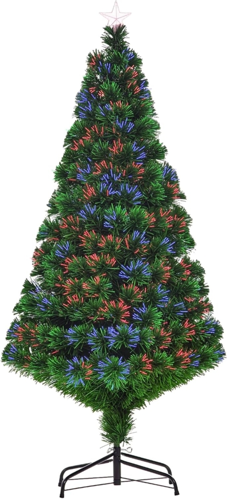 HOMCOM Künstlicher Weihnachtsbaum Weihnachtsbaum, Christbaum, Tannenbaum LED Lichtfaser Baum, Grün, 150 cm Bild 1