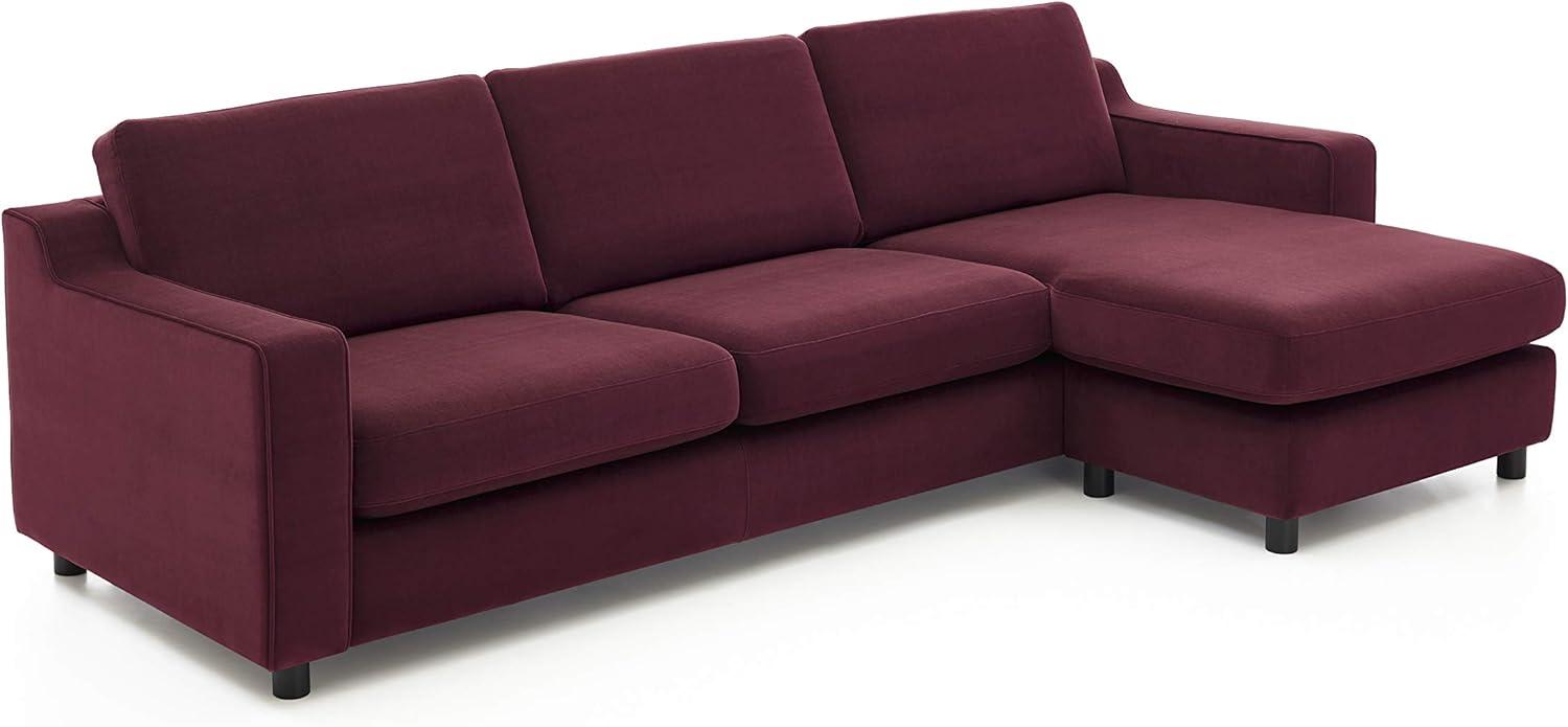 Atlantic Home Collection Sofaecke Luka mit samtigem Bezug, Ecke wahlweise rechts oder Links montierbar Sofas, Samtstoff, Bordeaux-Rot, 270x151x80 cm (BxTxH) Bild 1