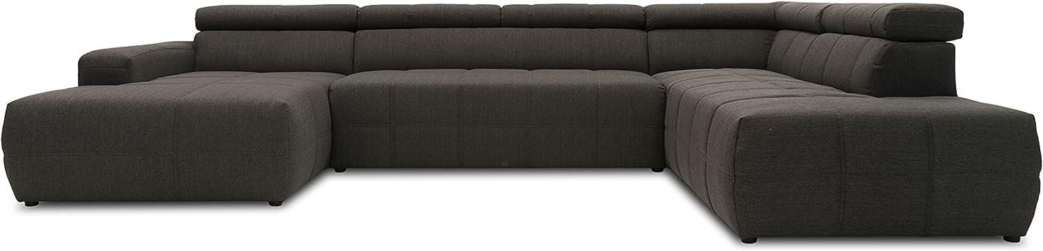 DOMO. collection Brandon Sofa, Wohnlandschaft mit Rückenfunktion in U-Form, Polsterecke Eckgarnitur Polstergarnitur, Schlamm, 228 x 359 x 175 cm Bild 1