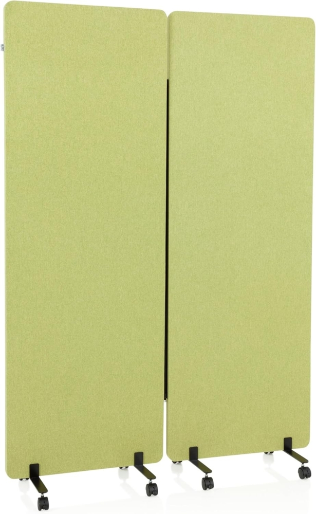 hjh OFFICE Mobile Akustik Trennwand 2er Set 177x60 cm FLEXMIUT Stoff Grün Raumteiler mit Rollen & Gleiter 891002 Bild 1