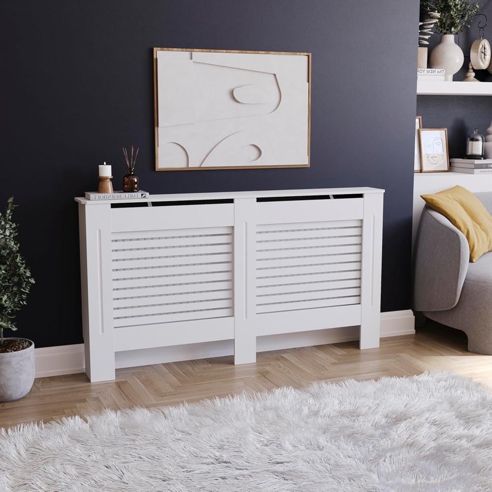 Vida Designs Milton Heizkörperabdeckung Weiß Moderner Lackierter MDF-Schrank, Groß Bild 1
