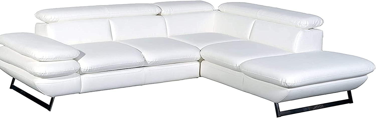 Mivano Ecksofa Prestige / Bettsofa in L-Form mit Ottomane und Schlaffunktion / Kopfteile und Armteil verstellbar / 265 x 74 x 223 / Kunstleder, weiß Bild 1