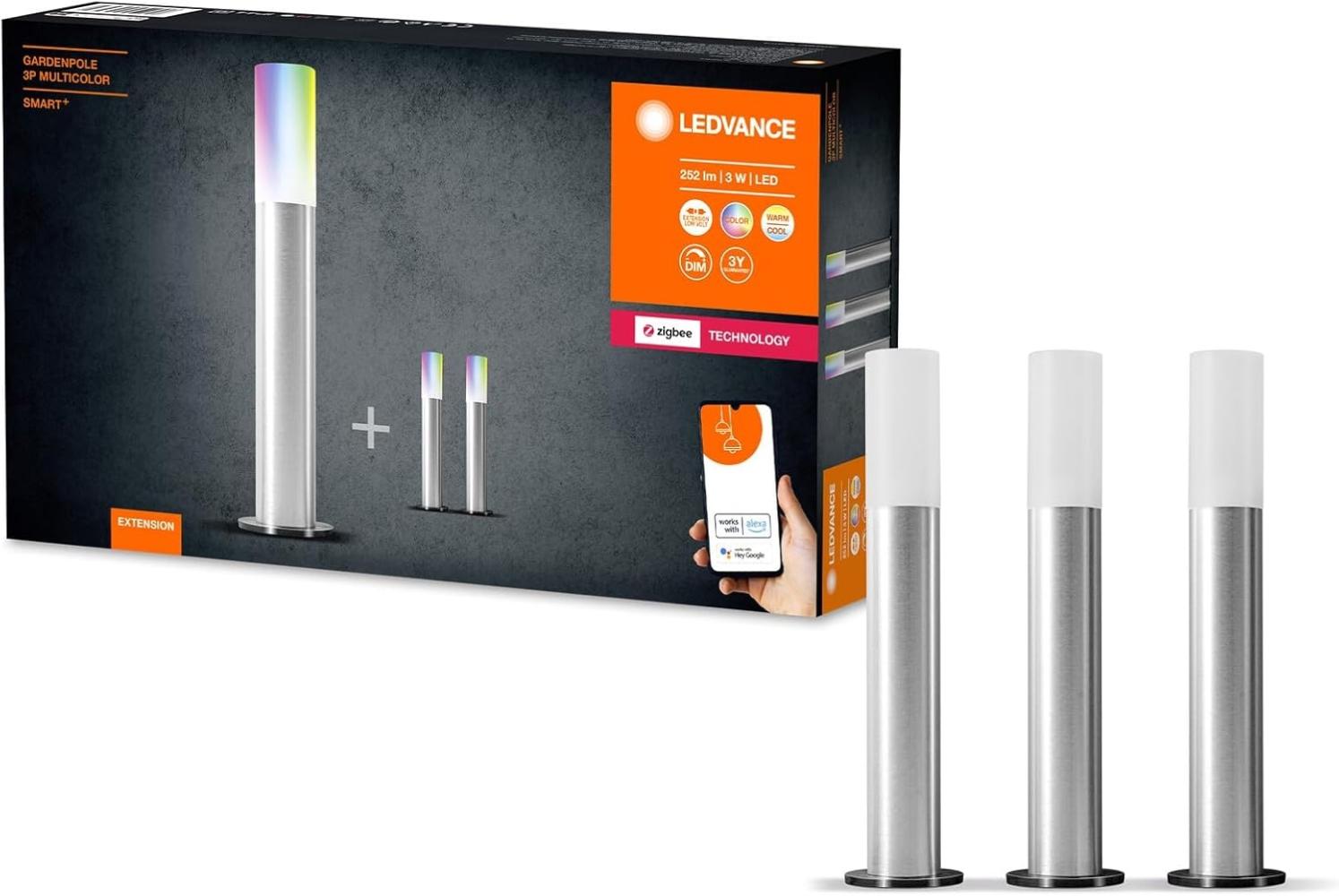 Ledvance Smarte LED-Gartenleuchte Erweiterung-Set mit 3 Poles, dimmbare Lichterkette mit kabelloser Steuerung, Zigbee-Technologie, RGB-Farbsteuerung, Farbtemperatur 2000-6500 K, 3 W für 420 lm Bild 1