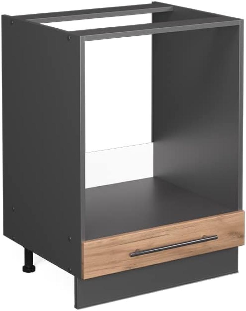 Vicco Küchenschrank Küchenmöbel Küchenzeile Fame-Line modern Küche Einbauküche Blende Unterschrank Hochschrank Hängeschrank (Anthrazit-Goldkraft, Herdumbauschrank 60 cm) Bild 1