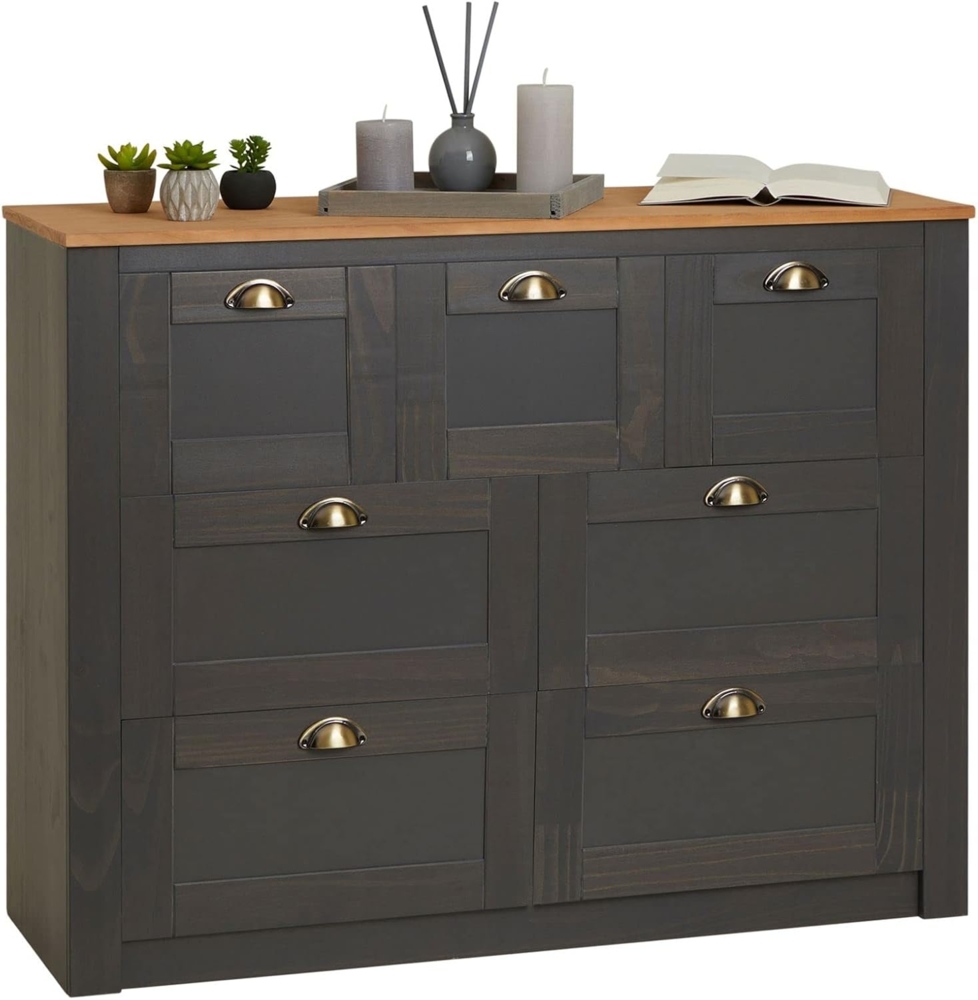 IDIMEX Sideboard BOLTON, Sideboard aus Kiefer mit 7 Schubladen und Muschelgriffen im Landhausst Bild 1