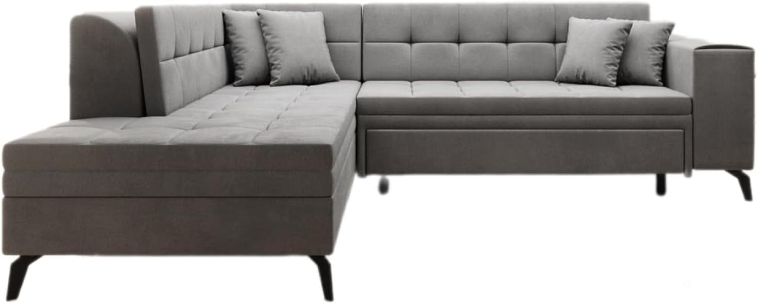 Designer Sofa Lania mit Schlaffunktion Samt Grau Links Bild 1