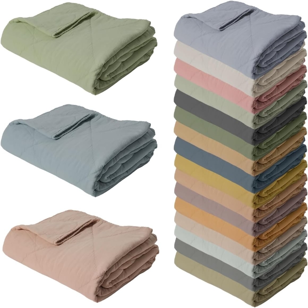 Decke Überwurf 100% Baumwolle 140 x 200 cm Skandinavisch Beige Bild 1