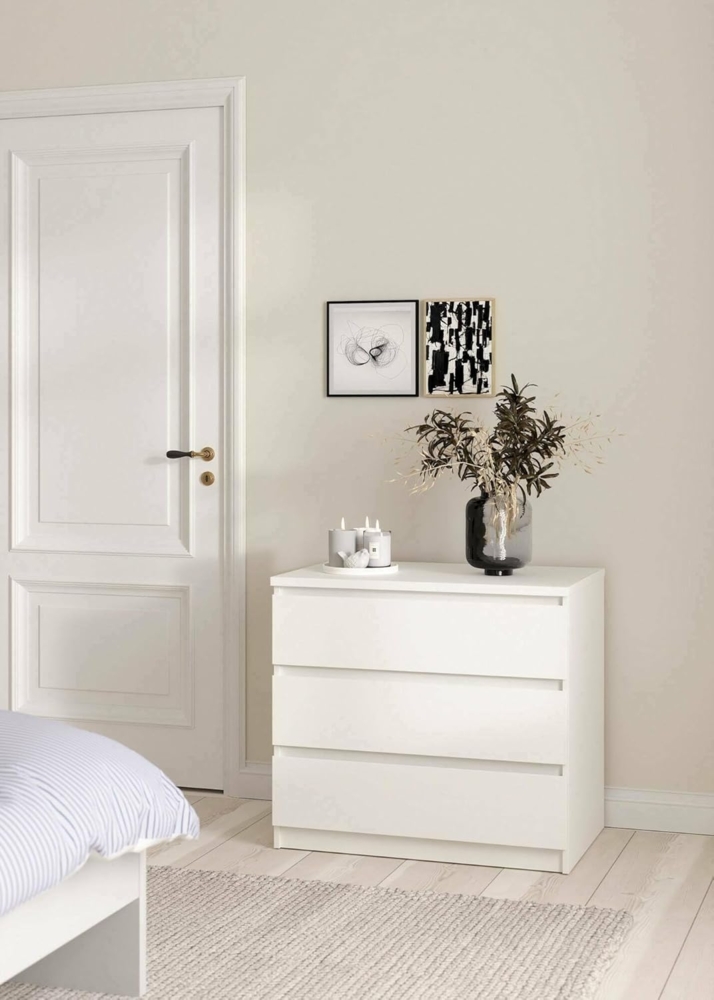 Dmora - Kommode Aglae, Mehrzweckkommode, Schlafzimmerkommode, Schrank mit Schubladen, 77x50 h70 cm, Weiß Bild 1