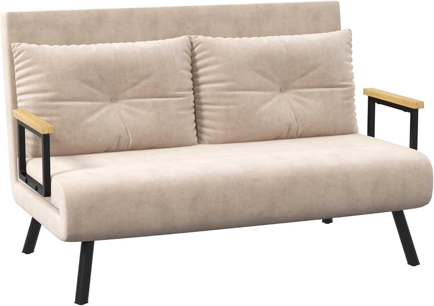 HOMCOM Schlafsofa Relaxsessel mit Bettfunktion, Klappsofa mit Samtoptik, Polstersofa 1 Teile, mit Verstellbarer Rückenlehne, Beige, 102 x 73 x 81 cm Bild 1