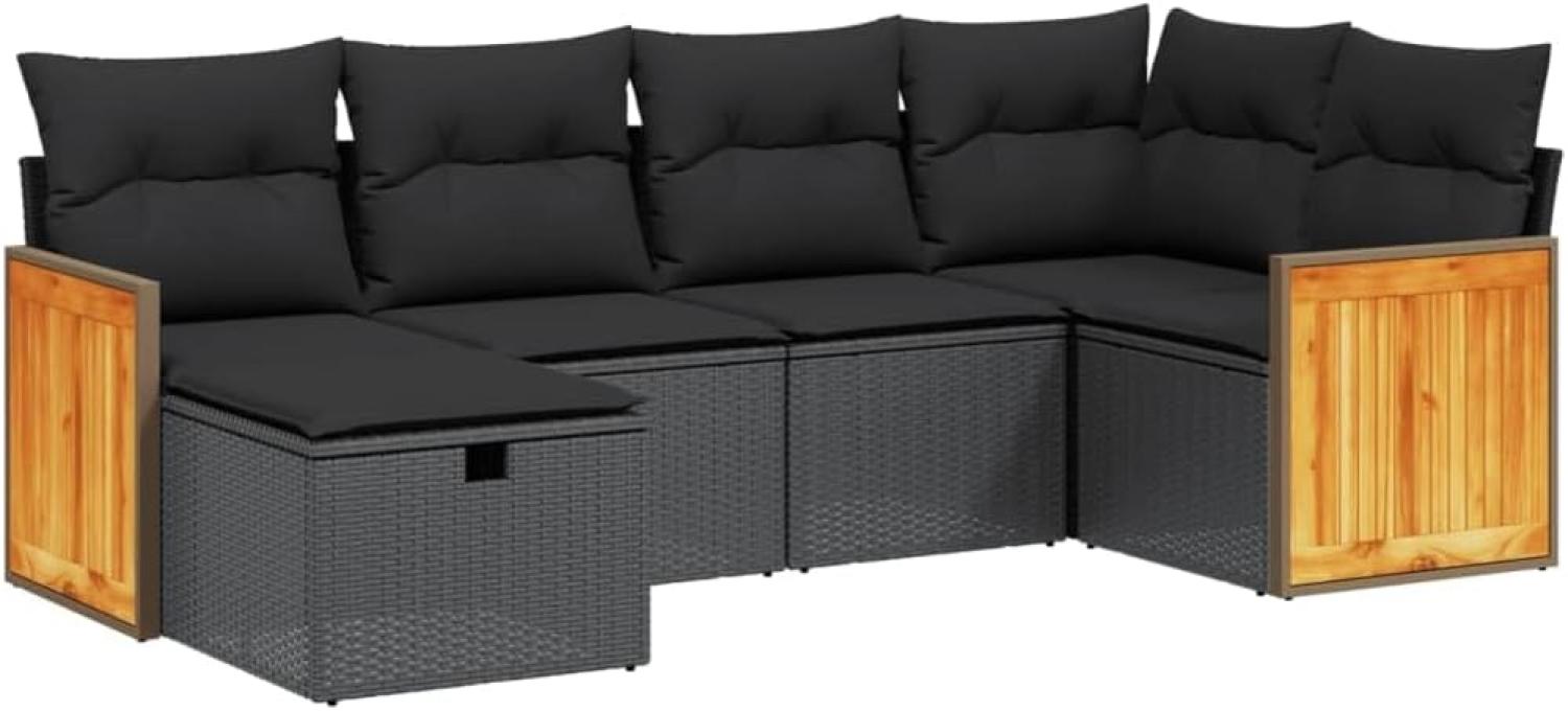 vidaXL 6-tlg. Garten-Sofagarnitur mit Kissen Schwarz Poly Rattan 3265731 Bild 1