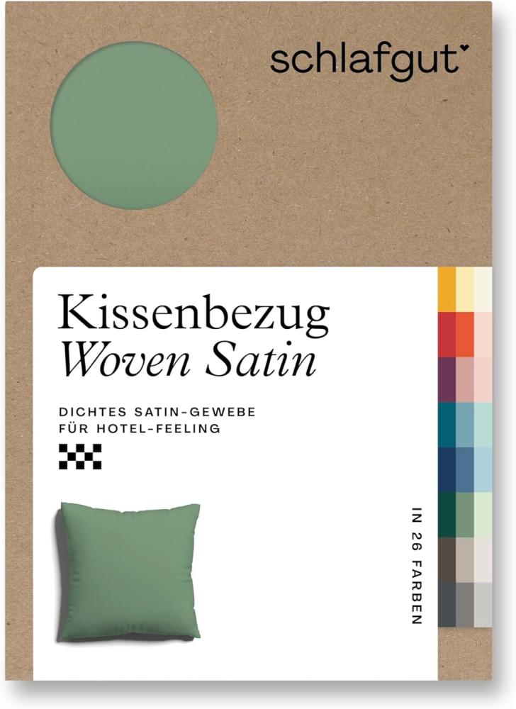 Schlafgut Woven Satin Bettwäsche|Kissenbezug einzeln 80x80 cm| green-mid Bild 1