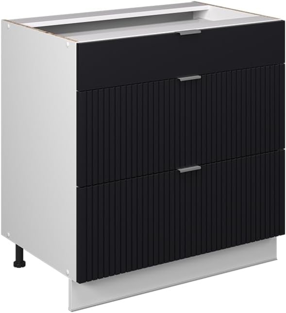 Vicco Schubladenunterschrank Fame-Line, Schwarz gestreift, 80 cm mit 3 Schubladen, ohne Arbeitsplatte Bild 1