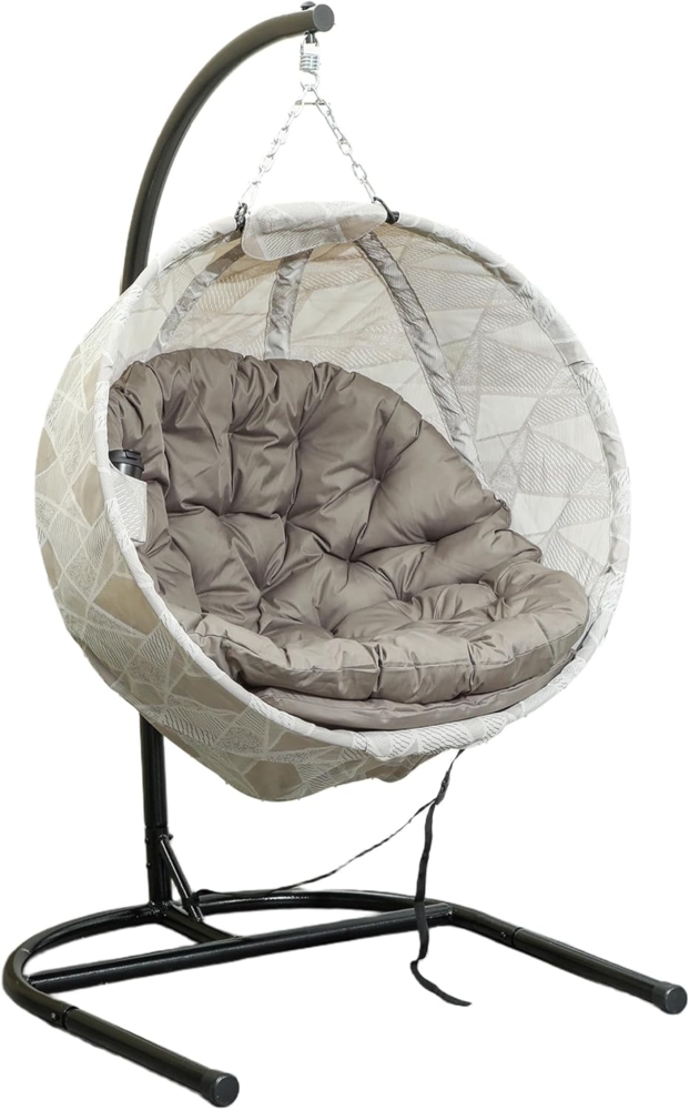 Outsunny Hängesessel Eiförmig, faltbar mit Becherhalter, abnehmbar waschbar Sitz, U-Gestell (Hängeschaukel für den Außenbereich, 1-St, Hängematte), für Indoor Outdoor, Terrasse, Garten, Sand Bild 1
