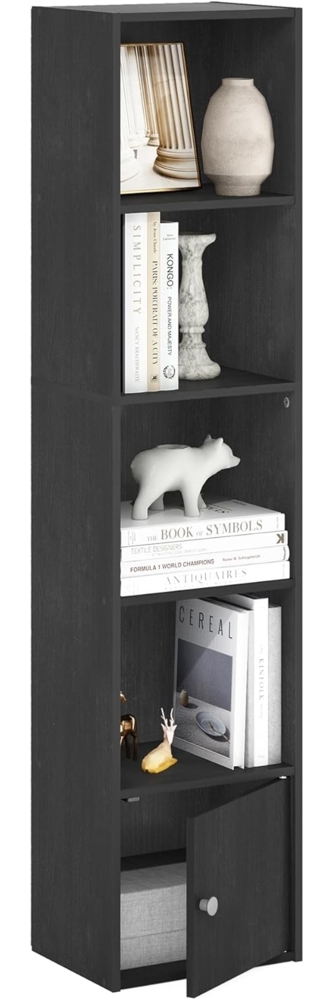 Furinno Luder Bücherregal mit 5 Etagen, mit 1 Türen, Schwarzholz Bild 1