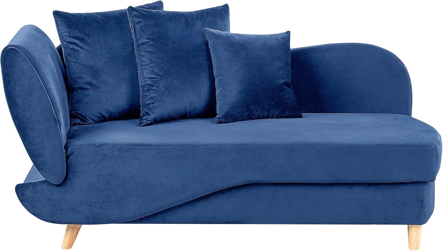 Chaiselongue Samtstoff marineblau mit Bettkasten linksseitig MERI II Bild 1