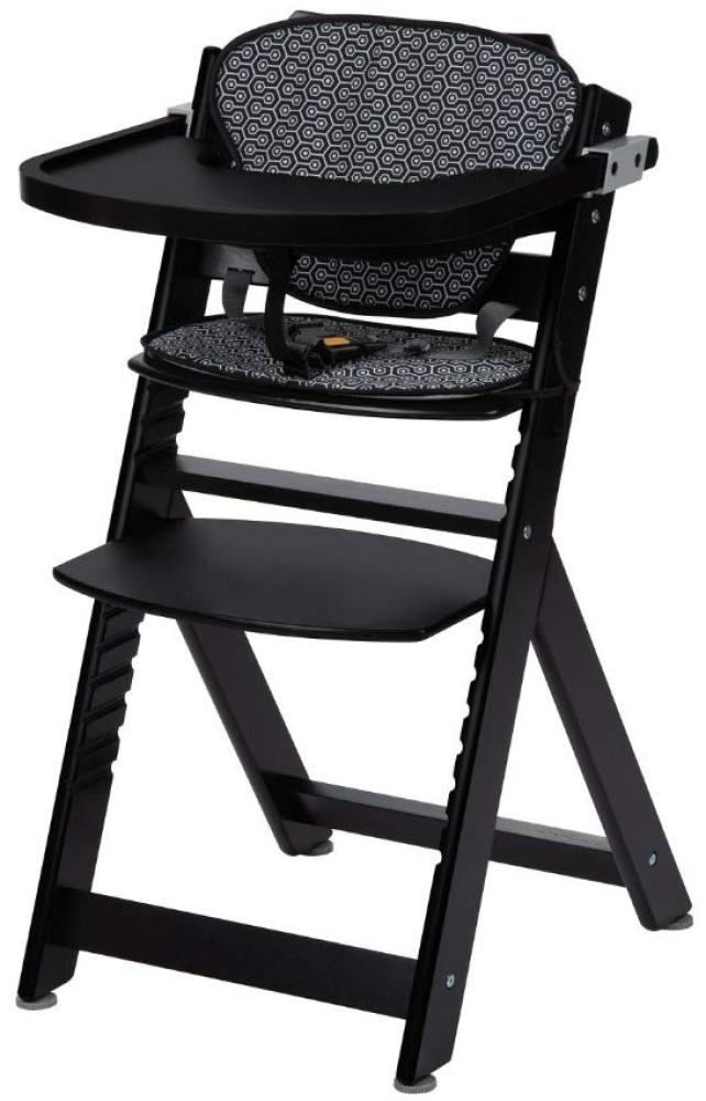 Safety 1st Hochstuhl Timba schwarz, mit Kissen grau, Sicherheitsbügel, Gurt und Essbrett Bild 1