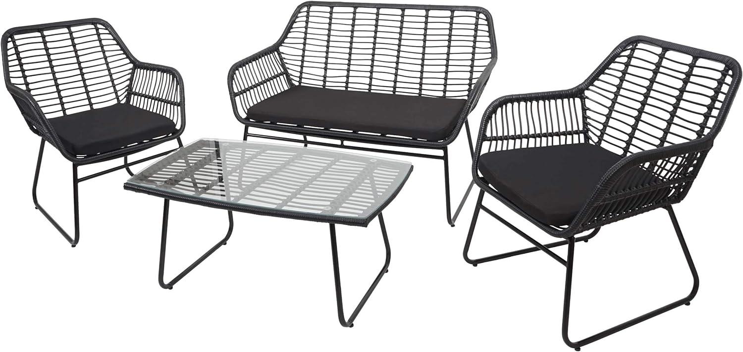 Polyrattan Garnitur HWC-G17a, Garten Sofa Set Sitzgruppe Stuhl, Seil ~ anthrazit, Polster anthrazit ohne Dekokissen Bild 1