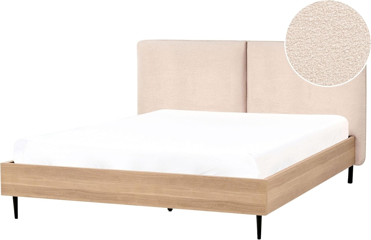 Bett mit Lattenrost Bouclé LIMANTON 160 x 200 cm Beige Bild 1