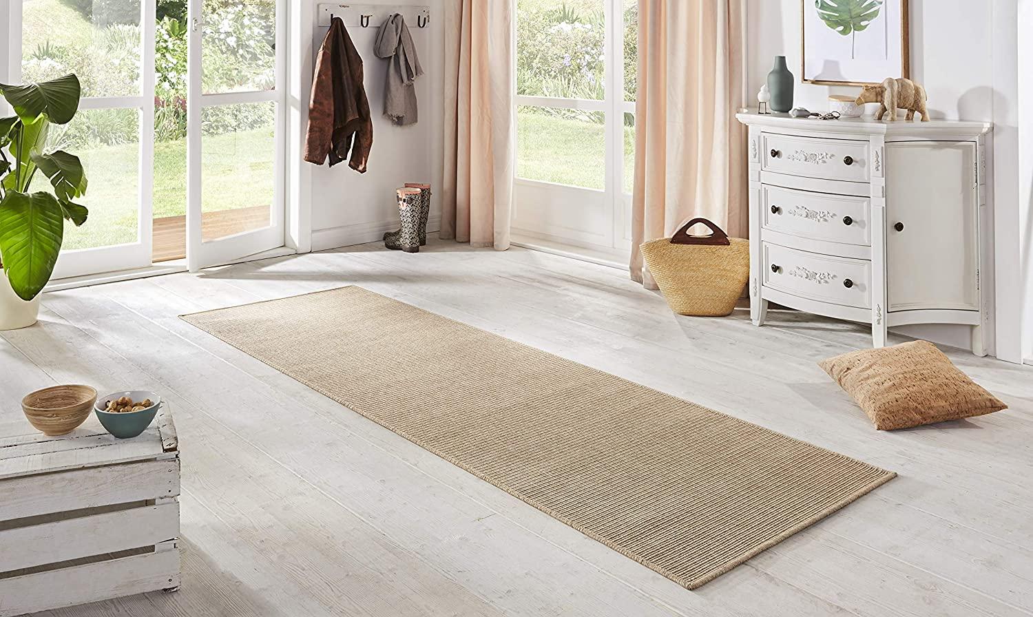 Flachgewebe Läufer Nature Naturbeige in Sisaloptik - 80x250x0,5cm Bild 1