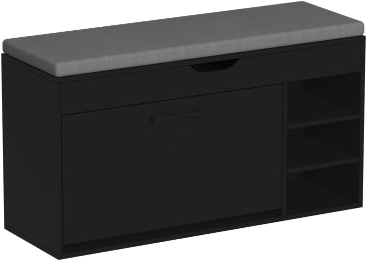 Schuhbank Solino Schwarz/Grau 90 x 50 cm mit Sitzfläche Vicco Bild 1