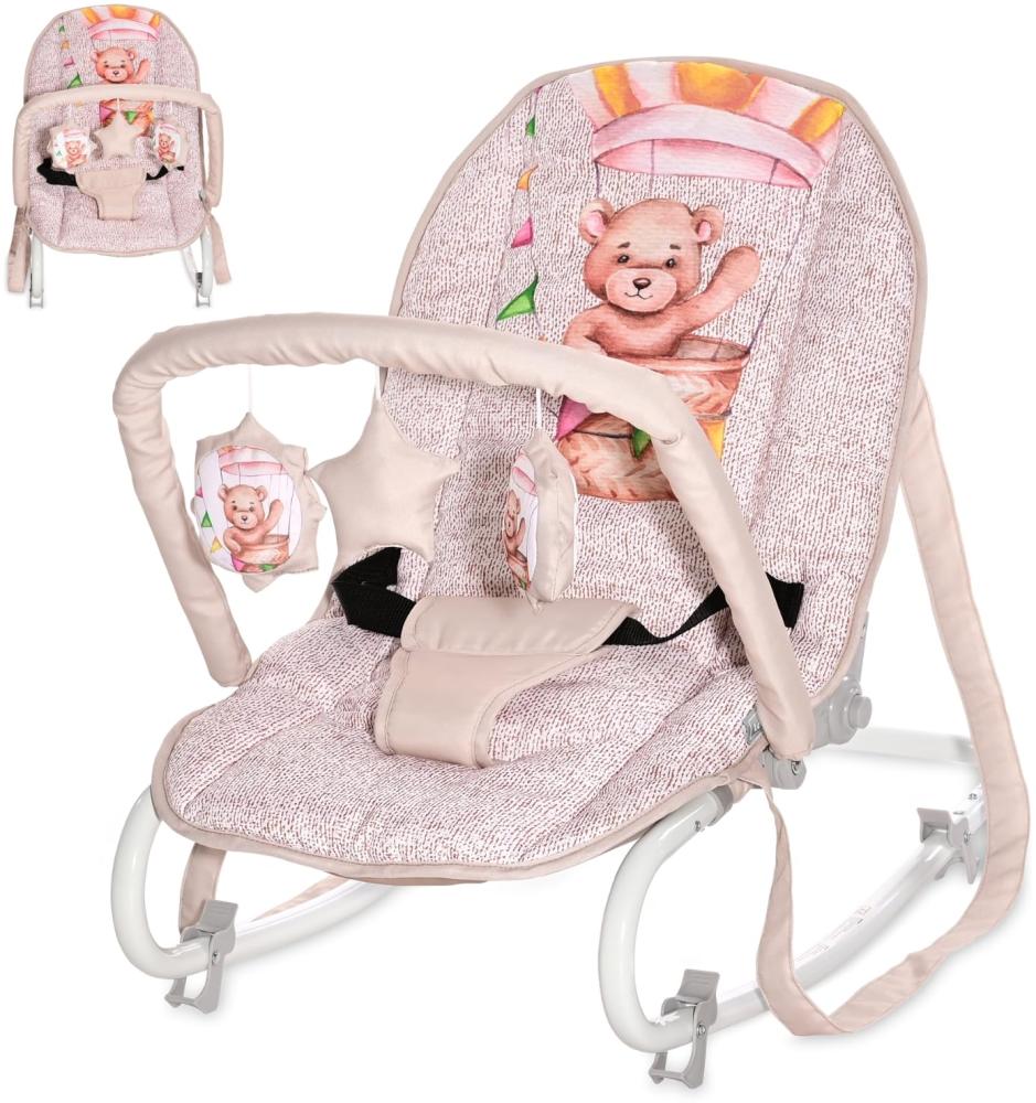 Lorelli Babywippe Eliza Spielbogen, verstellbar, Tragegriffe, Schwingeffekt beige Bär Bild 1