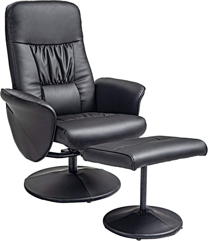 HOMCOM Polsterstuhl Relaxsessel mit Liegefunktion (Polstersessel, 2 St), für Wohnzimmer, Schlafzimmer, Kunstleder, Schwarz Bild 1