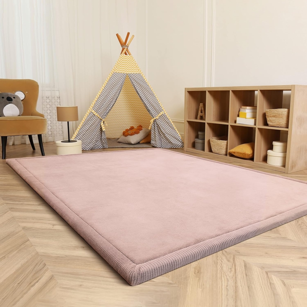 Paco Home Teppich Kinderzimmer Kinderteppich Baby Spielteppich Krabbeldecke Krabbelmatte Weich rutschfest Jungen Mädchen Deko, Grösse:200 cm Rund, Farbe:Pink Bild 1