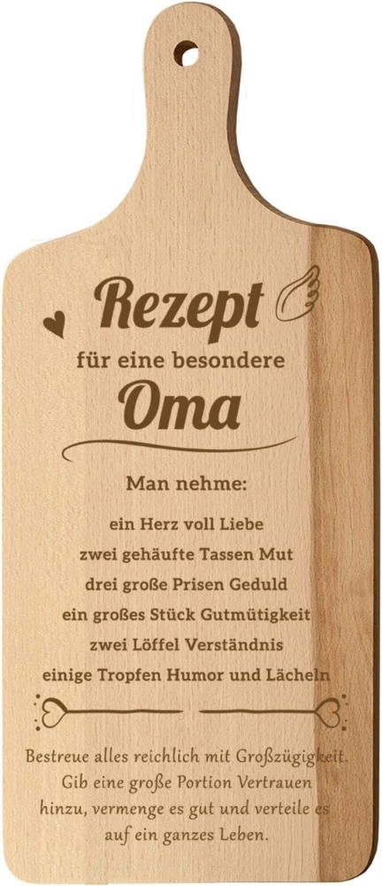 Spruchreif® Schneidebrett XL Schneidebrett mit Griff und Öse ·Rezept Oma/Mama · Geburtstag, (1-St) Bild 1