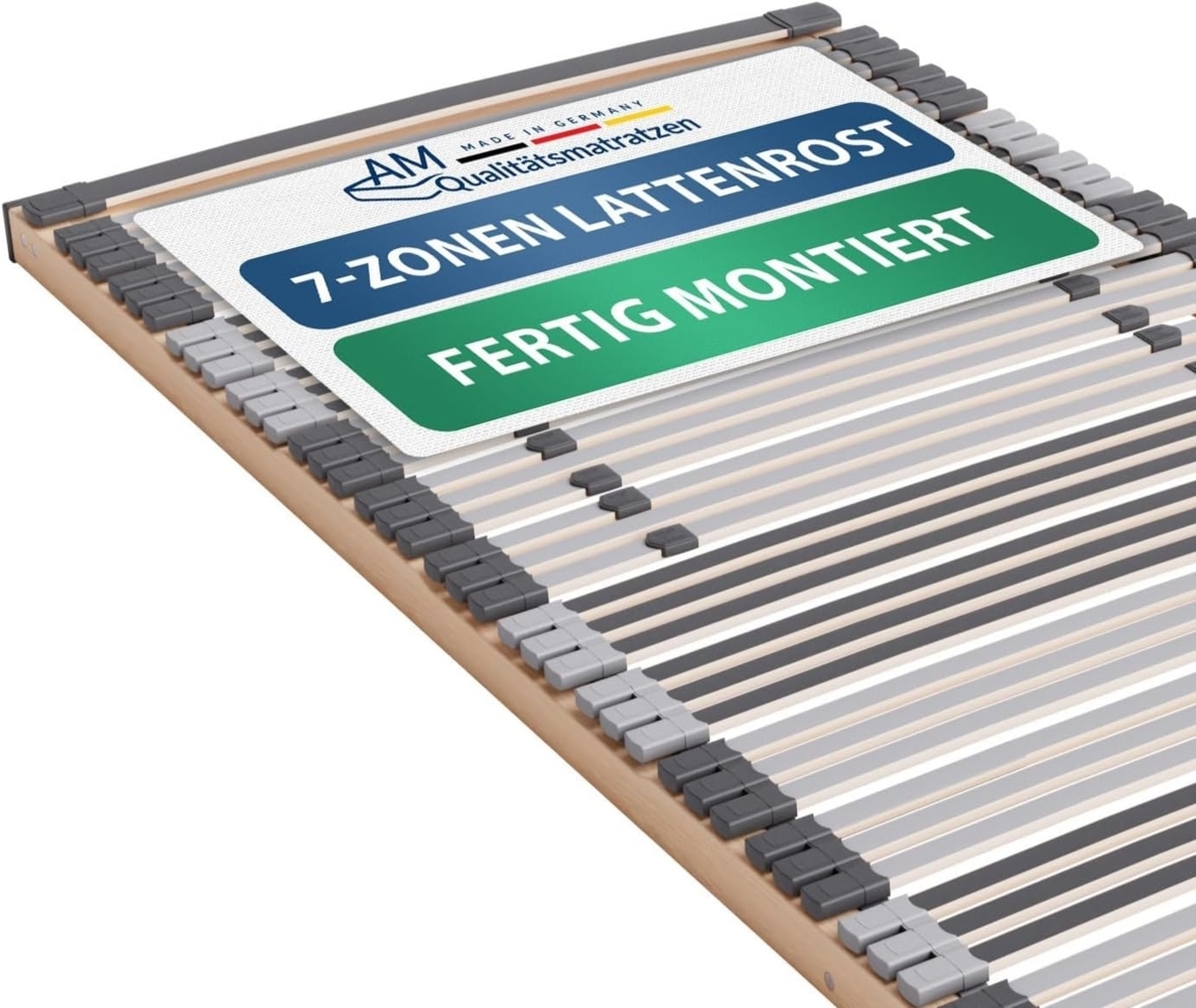 Ergonomischer 7-Zonen Lattenrost - 130x200 cm - fertig montiert - 44 Leisten - NV Starr - Holmabsenkung für Schulter und Becken - 130x200 cm Bild 1