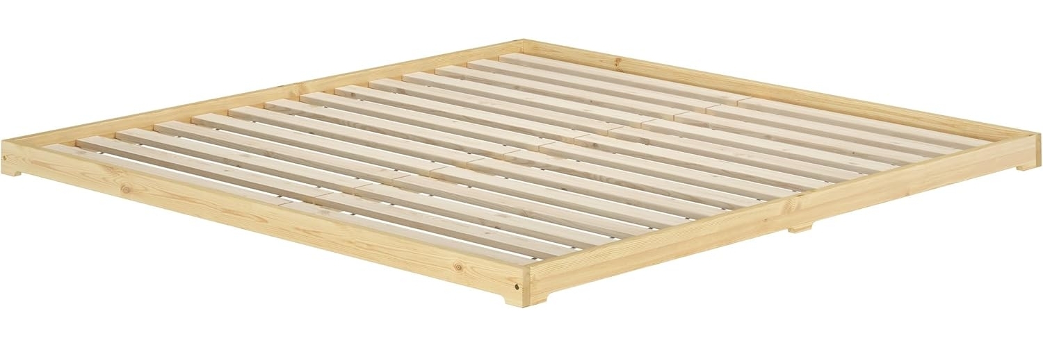 Niedriges Bodenbett 200x200 Kiefer natur, Niederflurbett, Futonbett, V-60.47K-20Rollrost inkl. Bild 1