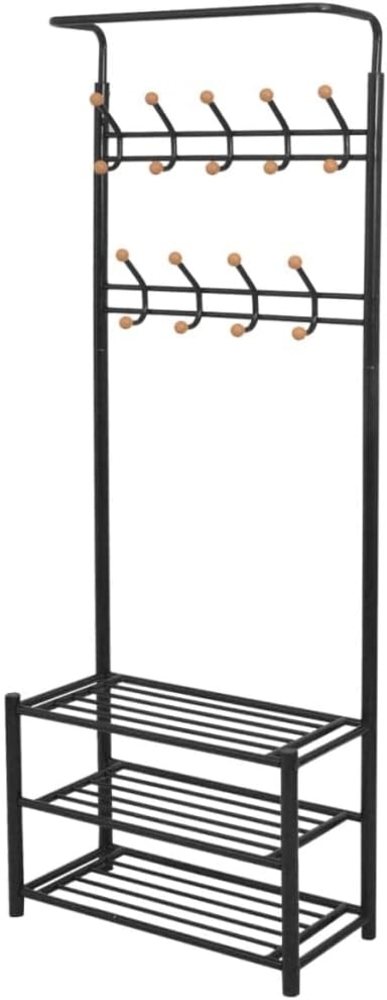 vidaXL Garderobe mit Schuhablage 68×32×182,5 cm Schwarz 243726 Bild 1
