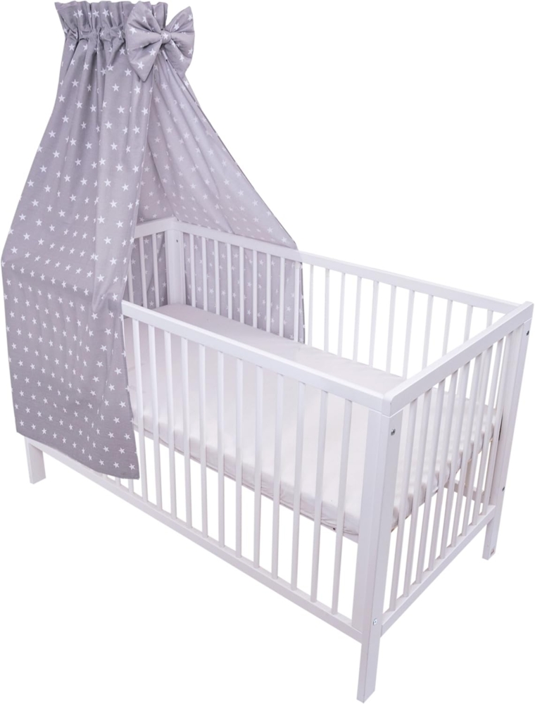 Amilian Betthimmel mit Himmelstange, Himmelhalter - Himmelbett Gestell - für Babybett (Himmelbett Gestell für Babybett, Stubenwagen, Babywiege), Vollstoffhimmel oder Chiffonhimmel Bild 1