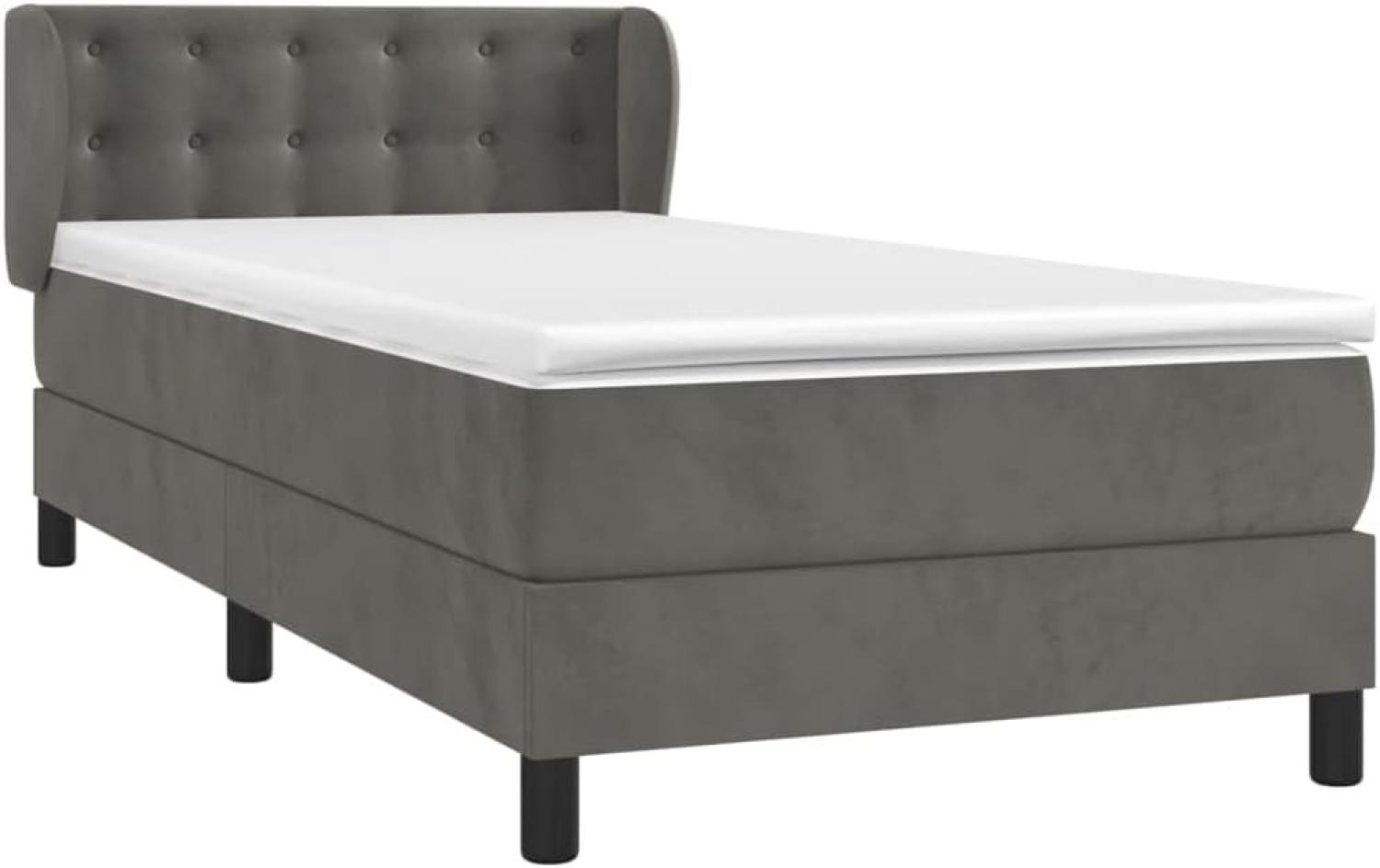 vidaXL Boxspringbett mit Matratze Dunkelgrau 90x190 cm Samt 3127704 Bild 1