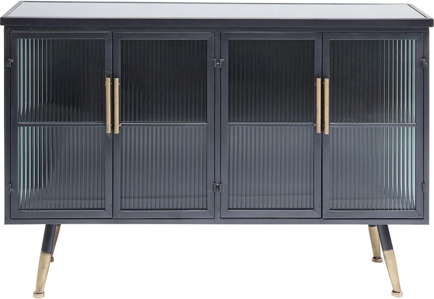 Kare Design Sideboard La Gomera 4 Türen, breite Kommode aus Stahl und Glasfronten, modernes TV-Board mit messingfarbenen Akzenten, weitere Artikel der Serie La Gomera erhältlich (H/B/T) 75x120x35 Bild 1