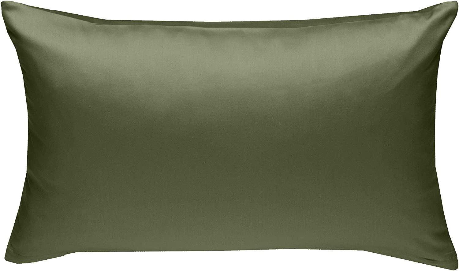 Bettwaesche-mit-Stil Mako-Satin / Baumwollsatin Bettwäsche uni / einfarbig dunkelgrün Kissenbezug 60x80 cm Bild 1