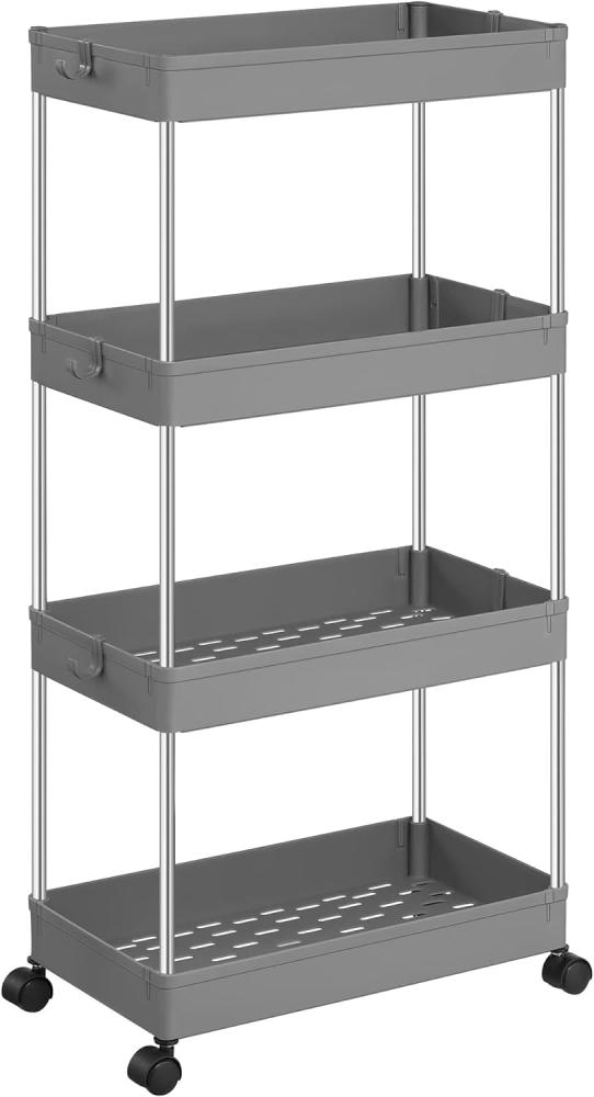 Songmics Rollwagen, Küchenwagen mit 4 Ebenen, Küchenregal, Nischenregal auf Rollen, Badregal, platzsparend, 40 x 22 x 86 cm, grau KSC010G01 Bild 1