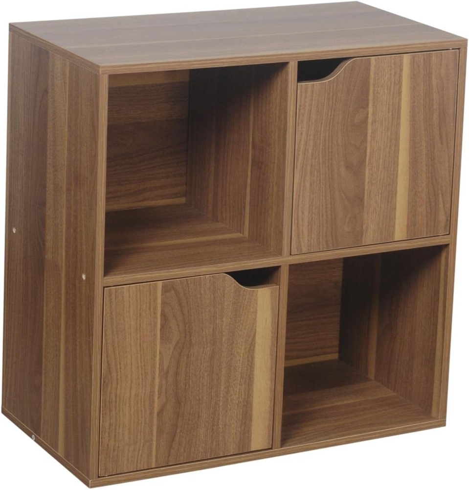 Brigros WeHome Bücherregal für den Eingangsbereich, moderner Würfelschrank, Regal, modernes Design und Farben, Regal für Zuhause und Büro, Bücherregal für CDs (4 Würfel, dunkle Eiche) Bild 1