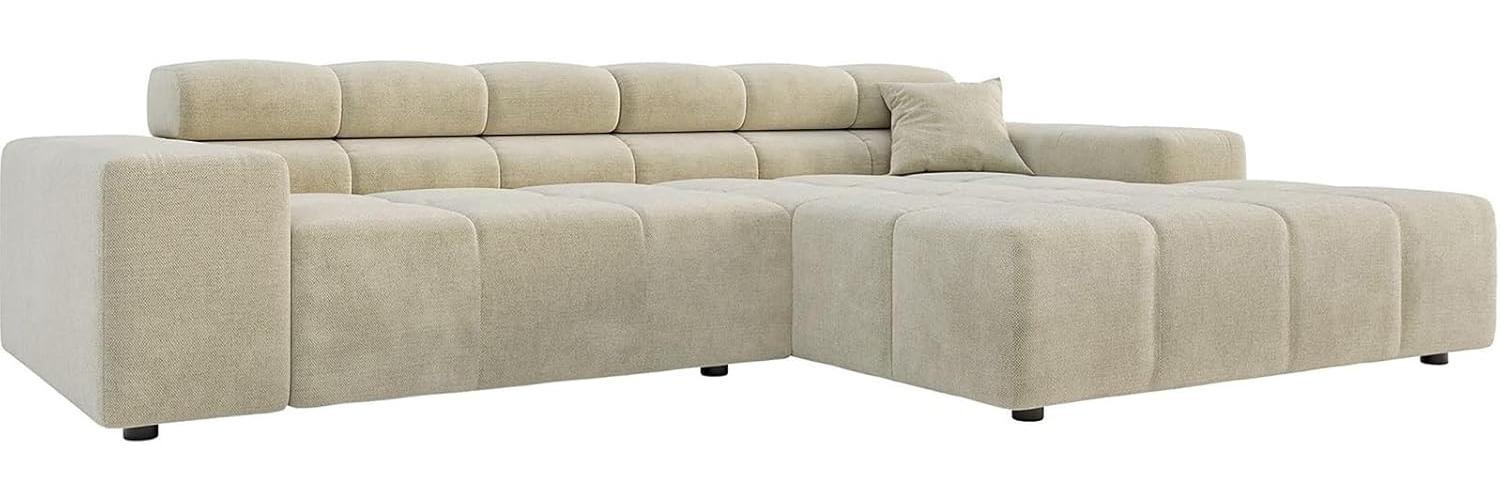 Ecksofa Phia 280x180 cm Strukturstoff Beige Recamiere rechts Bild 1