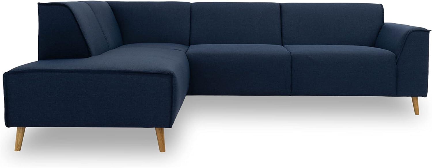 DOMO Collection Ecksofa Jules, Skandinavisches Sofa mit Federkern, 263 x 191 x 81 cm, Eckcouch in dunkelblau Bild 1