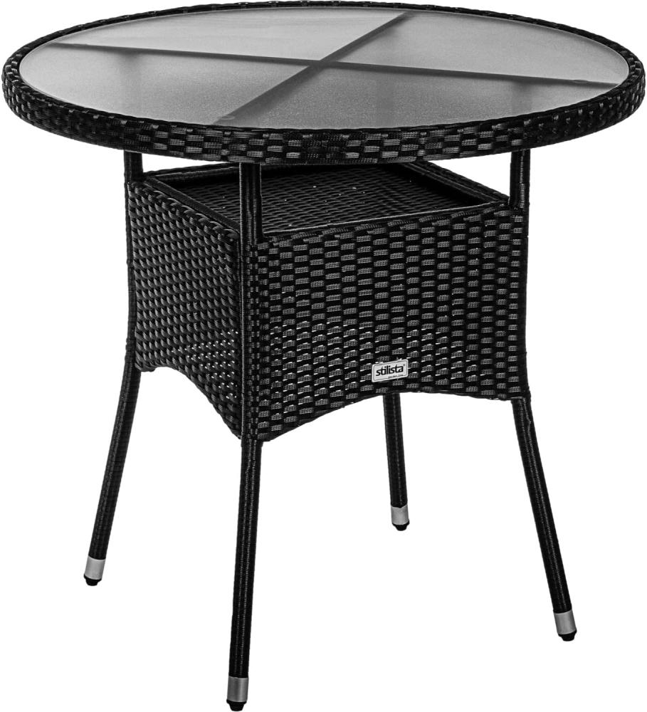 STILISTA® Beistelltisch Polyrattan rund 80 cm, schwarz Bild 1