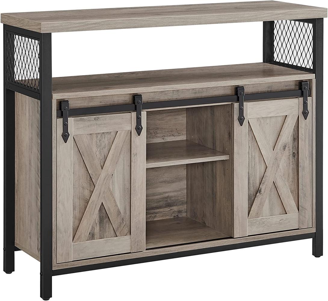 Vasagle Sideboard mit 2 Schiebetüren und verstellbaren Ablagen, Spanplatte, 33 x 100 x 80 cm, Greige / Schwarz Bild 1