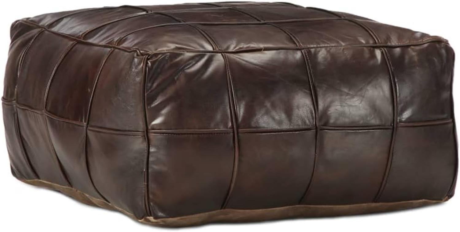 Pouf Dunkelbraun 60 x 60 x 30 cm Echtes Ziegenleder Bild 1