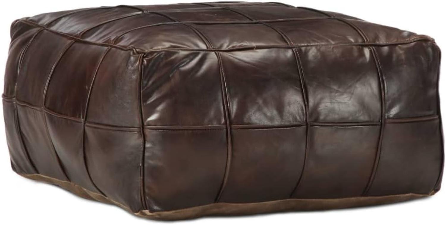 vidaXL Pouf Dunkelbraun 60 x 60 x 30 cm Echtes Ziegenleder 248133 Bild 1