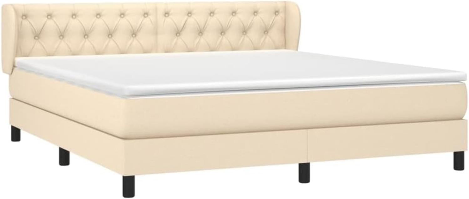 vidaXL Boxspringbett mit Matratze Creme 160x200 cm Stoff 3126498 Bild 1