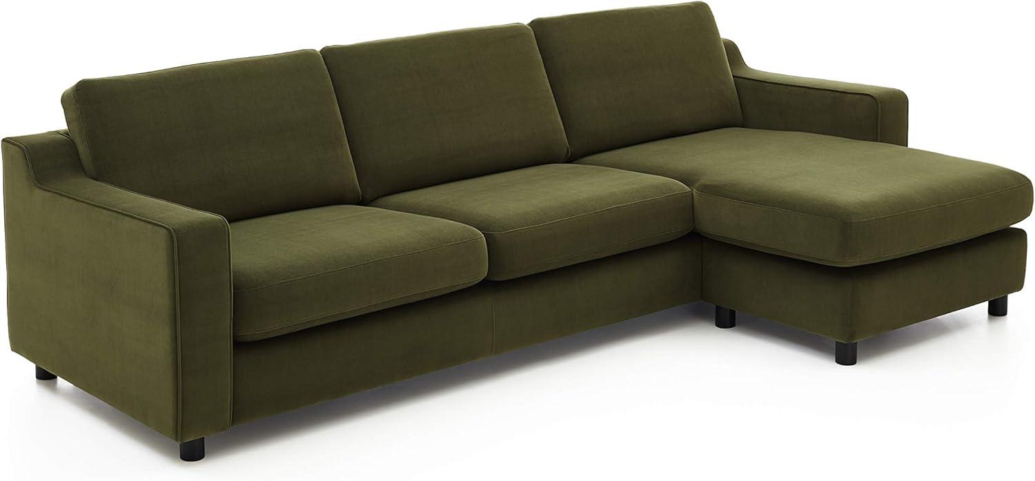 Atlantic Home Collection Sofaecke Luka mit samtigem Bezug, Ecke wahlweise rechts oder Links montierbar Sofas, Samtstoff, Olivgrün, 270x151x80 cm (BxTxH) Bild 1