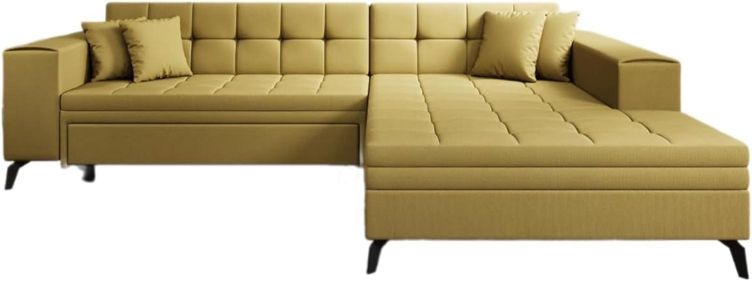 Designer Sofa Frida mit Schlaffunktion Stoff Senf Rechts Bild 1