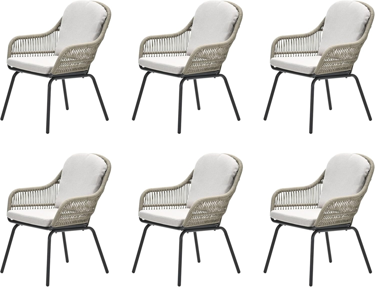 TRITON 6er-Set Rope Alu Loungesessel Gartenstuhl sand Bild 1