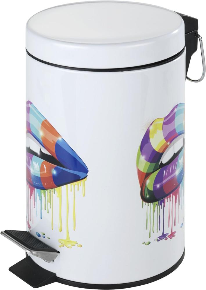 WENKO 21396100 Kosmetik Treteimer Lip, Fassungsvermögen 3 L, Metall, 17 x 25 x 17 cm, Mehrfarbig Bild 1