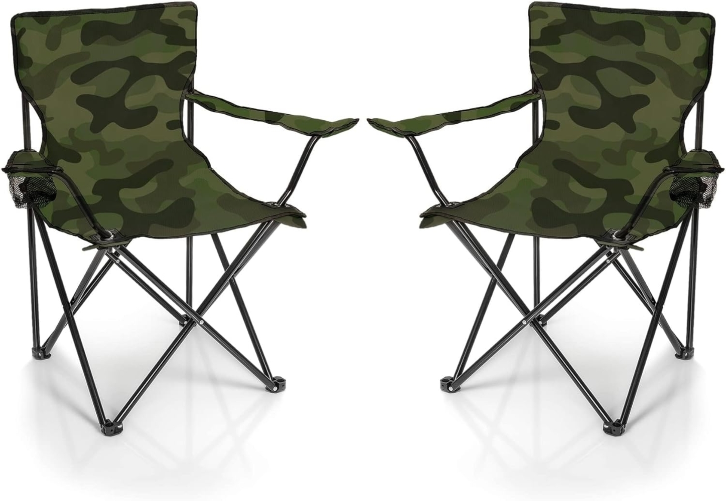 BigDean 2x Faltstuhl TARNMUSTER Camouflage Campingstuhl Anglerstuhl mit Getränkehalter & Tragetasche - Anglersessel klappbar - Klappstuhl Gartenstuhl Faltstuhl Relaxsessel Angelsessel faltbar Bild 1