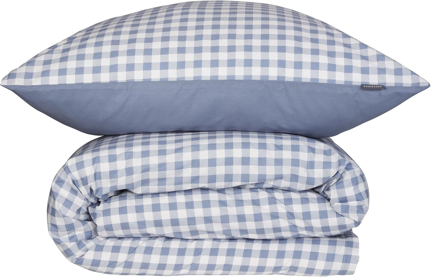 Schiesser Bettwäscheset Vichy - Renforcé - 2-teilig - 135 x 200 cm - Hellblau Bild 1
